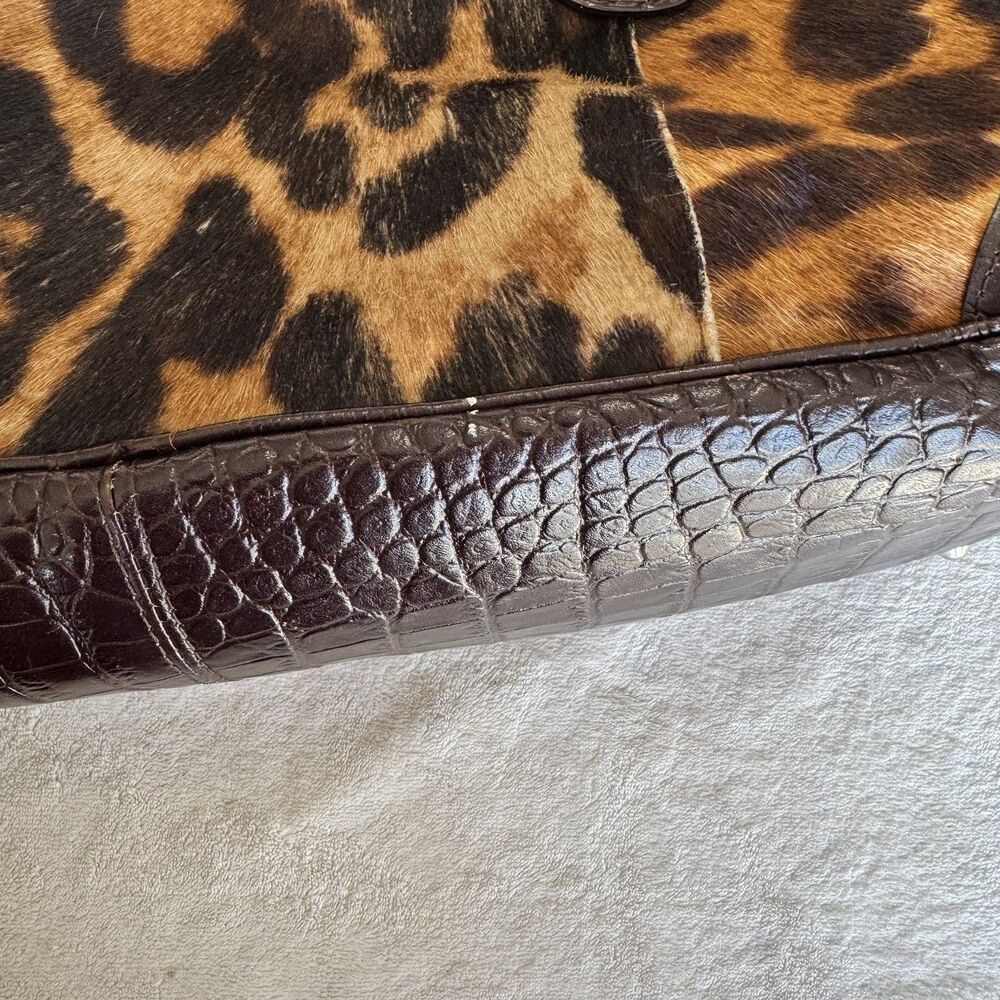 Maurizio Taiuti GENUINE LEATHER COWHIDE CALF HAIR Tote Handbag MADE IN ITALY - Picture 10 of 16